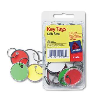 Avery Card Stock Metal Rim Key Tags 1 1/4 dia Assorted Colors 50/Pack 11026