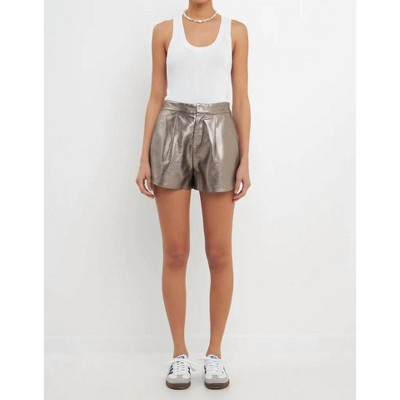 Women's High-waisted Faux Leather Short - Grey Lab