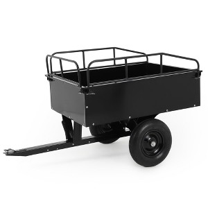 750 LB Heavy Duty Steel Dump Cart Trailer - 15 Cu Ft Capacity Tow Behind Utility Trailer for ATV,Lawn Tractor,Riding Mower - Removable Tailgate - 1 of 4