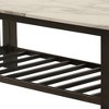 Royal Hampton 47 Inch Coffee Table, White Faux Marble Top, Bottom Shelf, Black Wood - 3 of 4
