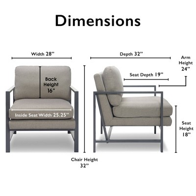 Russell Bronze Metal Frame Accent Chair in Grey