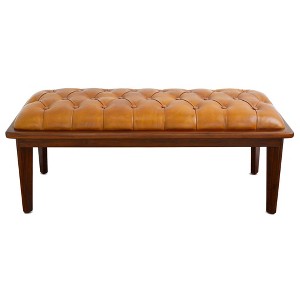 TiramisuBest Waterfall Entryway Bench - Beige Wood & Fabric, 52"W, 17.5x52x18 Inches - 1 of 4