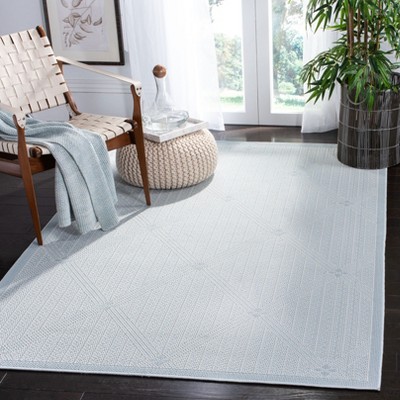 Light Blue Synthetic Diamond 4' x 6' Flat Woven Rug
