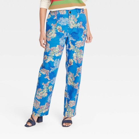 White floral outlet trousers