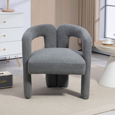 Mordern Teddy Fabric Upholstered Open-Back Dining Room Chairs,Home Office Kitchen Chairs,Side Chairs,Living Room Furniture-Cuddlewood