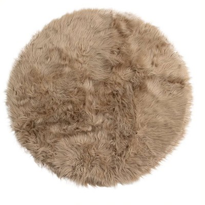 5' Round Other Fibers Accent Rug Brown - Super Area Rugs