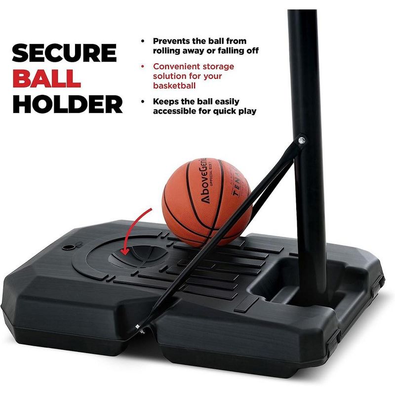 Portable Basketball Hoop 10 ft Adjustable - 44in Shatterproof Backboard - Basketball Goal System 8-10 ft Adjustable Basketball Hoop - Play22USA, 4 of 8