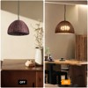 PAKOKULA Farmhouse 3-Light Black Bowl Pendant Light with Brownish Red Rattan Shade - 3 of 4