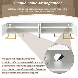 TV Cabinet For 80+ Inch TV, Modern Minimalist Geometric Multi-functional TV Stand With Storage Cabinets, Metal Handles, Legs - 1 of 4
