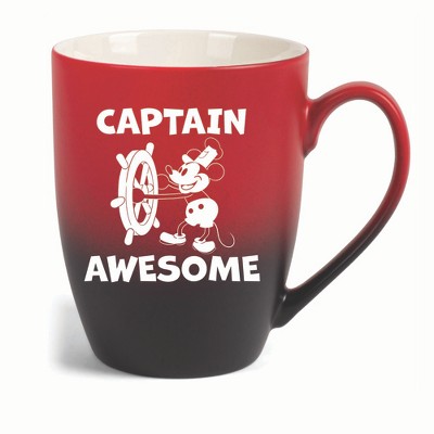 Elanze Designs Captain Awesome Two Toned Ombre Matte 10 ounce New Bone China Coffee Tea Cup Mug, Red and Black