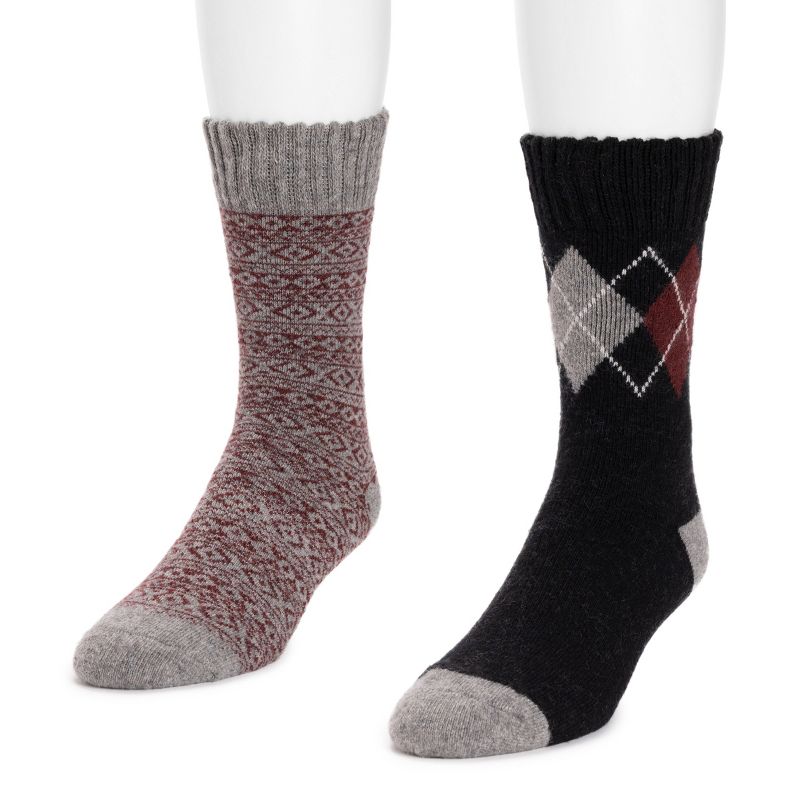 MUK LUKS Men's 2 Pair Pack Wool Socks, 2 of 3