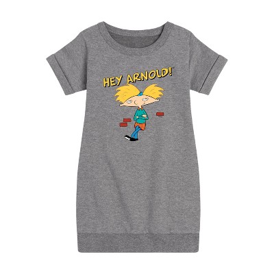 - Hey Arnold! - Cool Arnold Graphic Short Sleeve Fleece Dress
