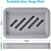 Aoibox 2-Piece Draining Soap Dishes with Water Tray, Keep Counter Dry, Easy to Clean Soap Holder for Kitchen and Bathroom, Gray - 3 of 4