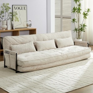 Mjkone Muti-Functional Folding Futon Sofa Bed Floor Sofa Bed，3-Seater Lazy Sofa with Pillows,6 Position Adjustable Backrest - 1 of 4