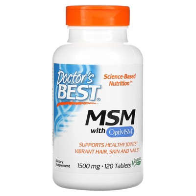 Doctor's Best MSM with OptiMSM, 1,500 mg, 120 Tablets, Dietary Supplements