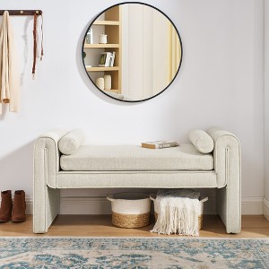 VYNXARIA Bedroom stool, linen fabric stool, large space, 50.39 inches, can be used for bed end, living room, entrance - 1 of 4