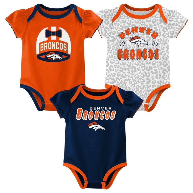 NFL Denver Broncos Baby Girls&#39; Onesies 3pk Set, 1 of 5
