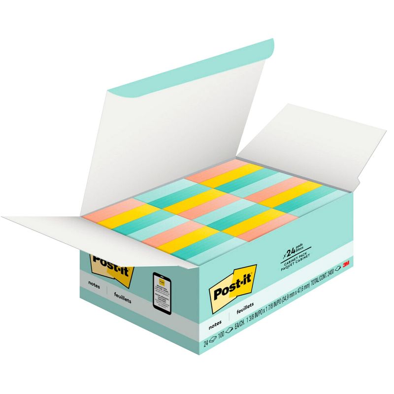Post-it Notes, 1-1/2 x 2 Inches, Marseille Colors, 24 Pads with 100 Sheets Each, 3 of 6