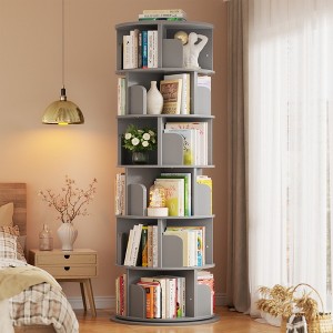 Aheaplus 4-tier/ 5-tier Bookshelf for Home Office, 360 Rotating,  Corner Bookcase - 1 of 4