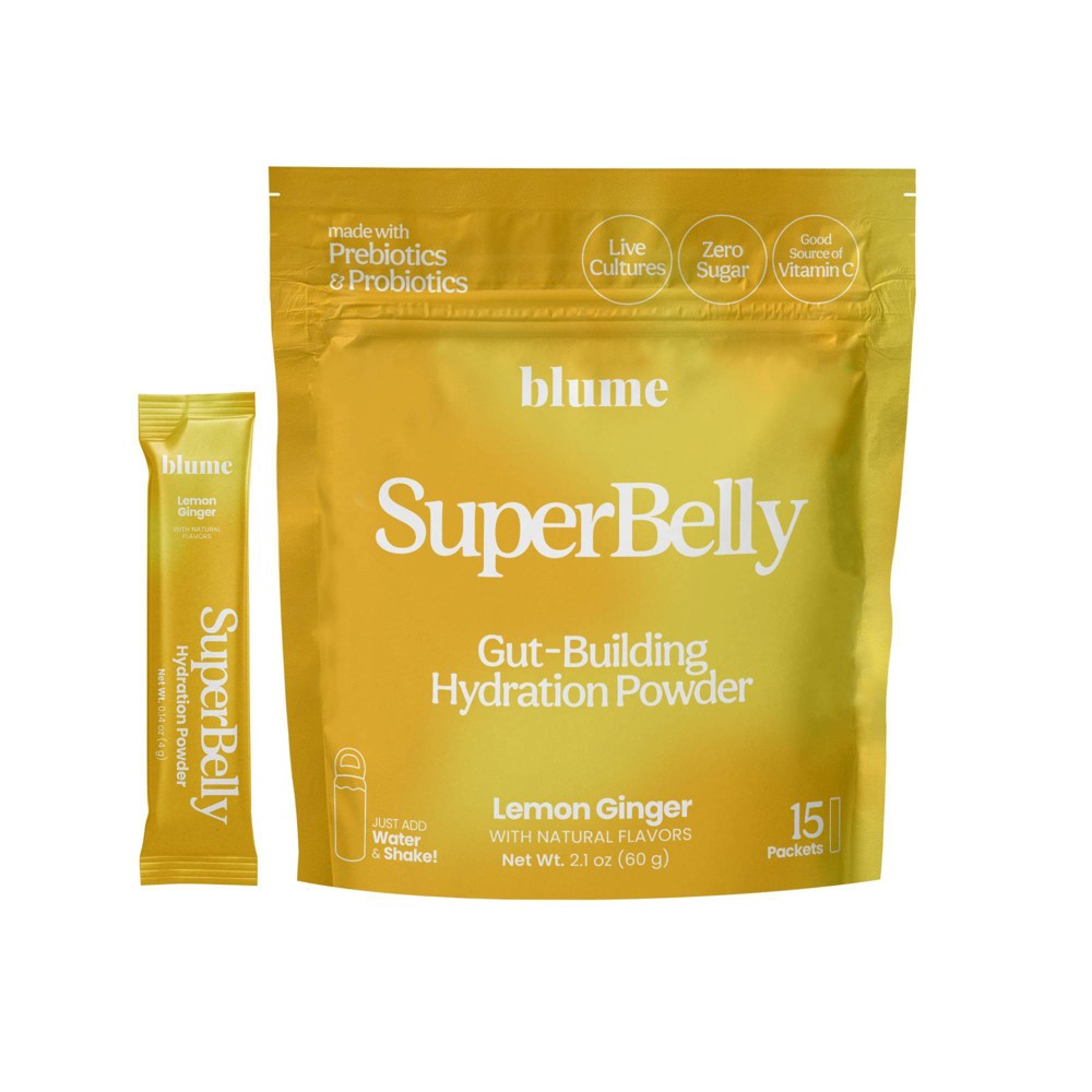 Blume SuperBelly Digestive Supplement Powder - Lemon Ginger - 2.1oz/15ct
