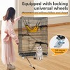 FDW 48in Cat Cage Multi-Level Cage 4 Tier Cat Enclosure Cat Crate Cat Kennel Ferret Cage 360° Rotating Casters Cat Kitten, Black - 3 of 4