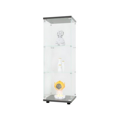 NicBex 3 Shelves File Cabinet with 1 Door Glass Cabinet,Office Cabinet with Spacious Tier-Shelving Design,Filing Cabinet for Home Office