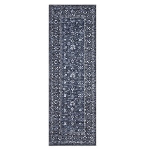Vintage Distressed Floral Print Living Room Bedroom Rugs, Retro Accent Oriental Floor Carpet for Dining Room Home Office - 1 of 4