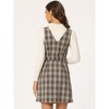 Allegra K Women's V Neck Gingham Check Pinafore Overalls Suspenders Plaid Print Dress - 4 of 4