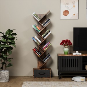 YONWAY Industrial Freestanding Open Display Shelving, Vintage Open Bookcase, Book Storage for Bedroom, Living Room, Home Office, Rustic Brown - 1 of 4
