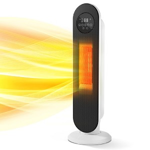 SUGIFT 1500W Electric Oscillating Ceramic Tower Space Heater with Remote Control & LED Display, White - 1 of 4