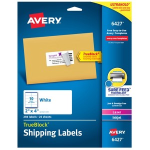 Avery TrueBlock Shipping Labels, Sure Feed Technology, Permanent Adhesive, 2" x 4", 250 Labels (6427) - 1 of 4