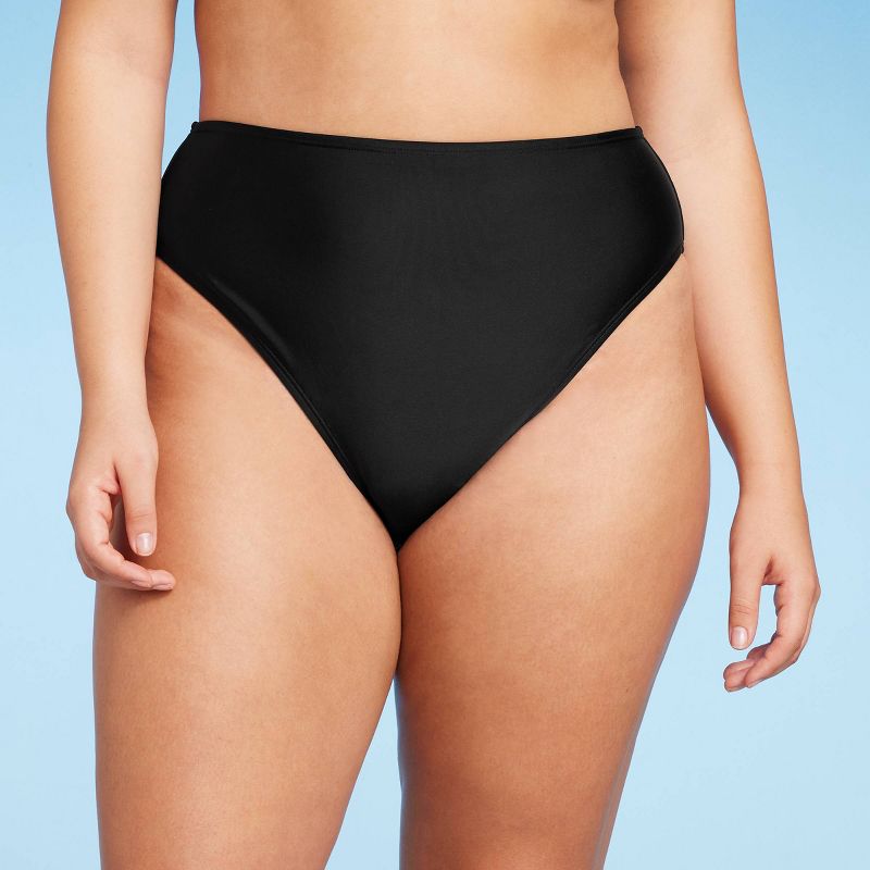 Women's High Leg Cheeky High Waist Bikini Bottom - Wild Fable™ Black, 4 of 8