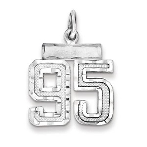 Black Bow Jewelry Sterling Silver, Varsity Collection, Small D/C Pendant, Number 95 - 1 of 4