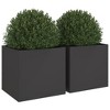 Aghana Digitals 2-Piece Square Matte Black Metal Steel Planters, Indoor/Outdoor Durable Cold-Rolled - 4 of 4