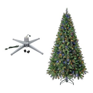 Home Heritage 1-1.5" Artificial Christmas Tree Base Rotating Metal Stand with Cascade Quick Set 7 Foot 450 LED Pre-Lit Artificial Christmas Tree - 1 of 4