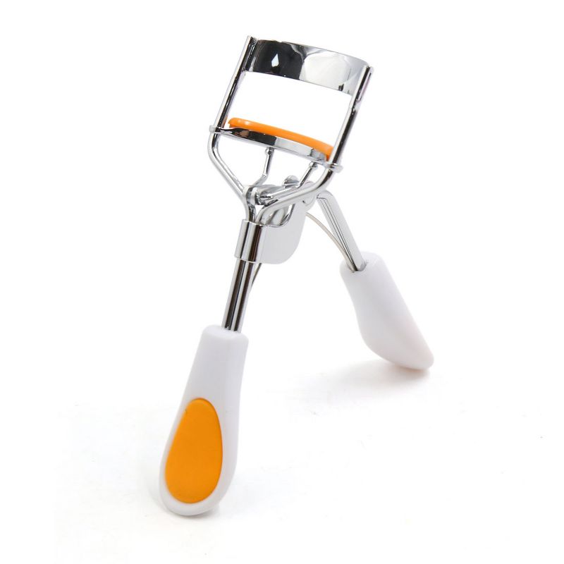 Unique Bargains Orange Decor White Handle Pro Eye Curling Eyelash Curler Clip Beauty Makeup Tool, 1 of 4