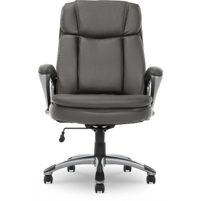 Gray High Back Leather Executive Swivel Office Chair