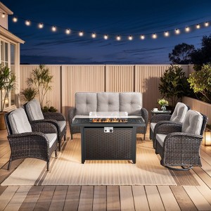 Gymojoy Sofa Chair with Propane Fire Pit Table Set - 1 of 4