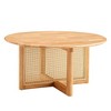 Modern Round Coffee Table Wooden Circle Tea Table With Rattan Accents For Dining Room Living Room Bedroom Home Office - 3 of 4