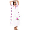 LA LEELA Women's House Daily Routine Evening Wear Vacation Holiday Casual Loungewear Oversize Caftan Maxi Boho Nightwear for Women 2X-3X White, Leaf - 3 of 4