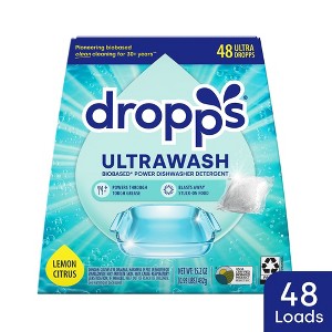 Dropps Dish UltraWash Biobased Detergent Pods - Lemon Citrus - 48ct - 1 of 4