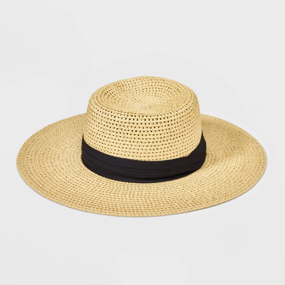 Floppy Straw Boater Hat - A New Day™ Cream S/M