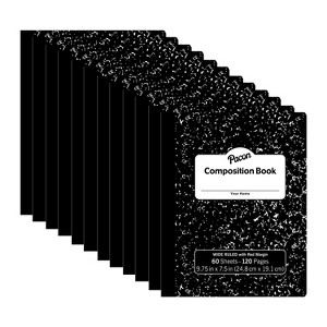 Pacon® Composition Book, Black Marble, 3/8" Ruled w/Margin, 9-3/4" x 7-1/2", 60 Sheets, Pack of 12 - 1 of 2