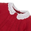 Hope & Henry Girls' Organic Long Sleeve Eyelet Collar Cable Sweater, Red Cable with Collar, 18-24 Months - 2 of 4