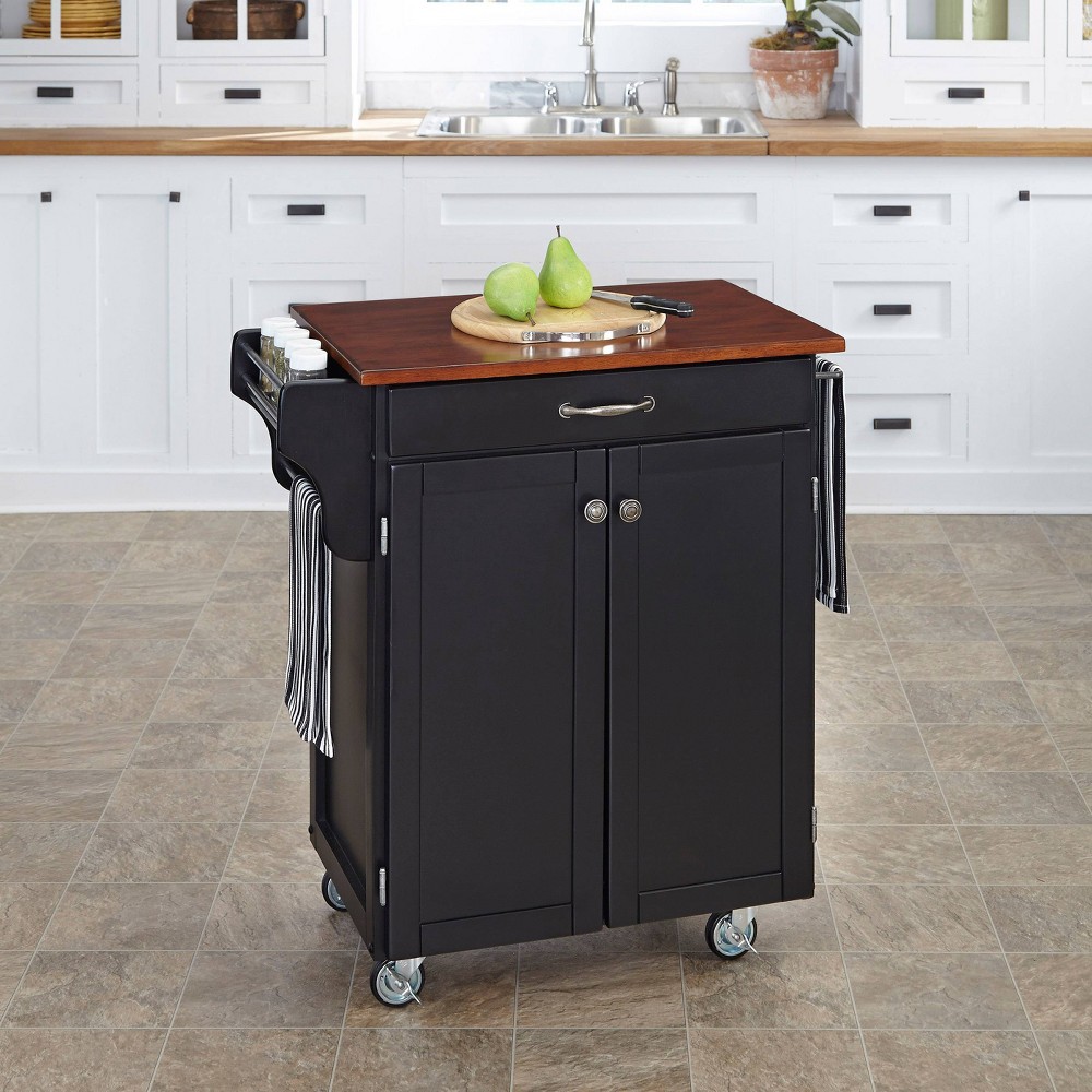 Kitchen Carts And Islands with Wood Top Black/Red Home Styles