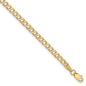 Black Bow Jewelry 3.35mm, 14k Yellow Gold, Hollow Curb Link Chain Bracelet - 1 of 4