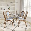 Emma & Oliver Massalia Set of Two Indoor/Outdoor Stacking Thonet Bistro Style Chairs with Textilene Seat and Bamboo Finished Metal Frame - 2 of 4