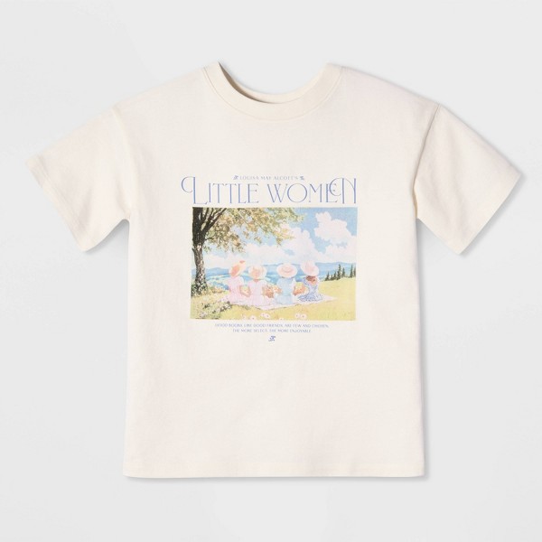 Playera de niña manga corta 100% algodón 'Little Women' talla grande con gráfico - Cat & Jack™ Crema 2