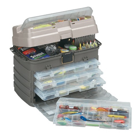 Plano Guide Series Original Stowaway Rack Drawer System 3700 Tackle Box Case For Fishing Storage With 4 Removable Bait Utility Boxes Graphite Target