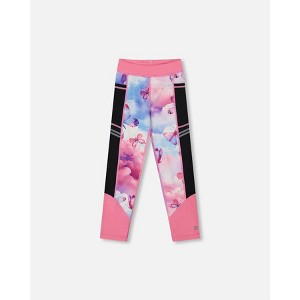 Deux par Deux Girl Printed Athletic Leggings Pink, Blue and Butterflies - 1 of 4